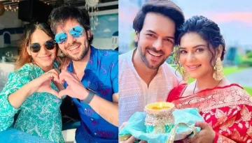 Poonam Preet Dons A Traditional Red Saree For Her First Karwa Chauth, Poses With Her Hubby