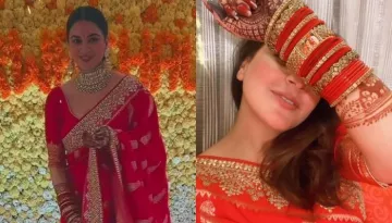 Shraddha Arya Looks Like A Bride In A Red Saree On Karwa Chauth, Dons Wedding Photo Adorned 'Chooda'