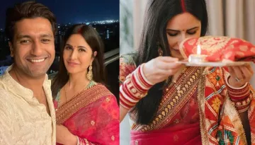Katrina Kaif Stuns In A Pink Saree And 'Chooda' For First Karwa Chauth, Poses With Vicky Kaushal