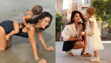 Shriya Saran Shares A Cutesy Photo Of Daughter, Radha Donning Her Manish Malhotra Dupatta As A Saree