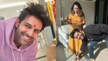 Kartik Aaryan Touches 'Didi', Kritika's Feet As He Celebrates Bhai Dooj, She Cutely Performs 'Aarti'