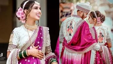 Marathi Bride Wore Nauvari Saree With Goddess Rukmini Motif, Flaunts Unique 'Nath' With Groom's Name