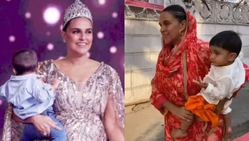 Neha Dhupia Rushes As Paps Click Her With Son, Guriq At Gurudwara, User Calls Her 'Bachcha Chor'
