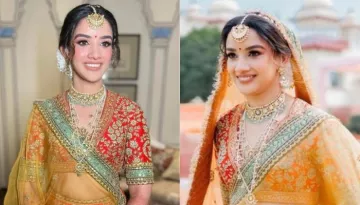 Sabyasachi Bride Wore A Unique Red Lehenga With A Contrasting 'Dupatta' For Wedding In Jaipur