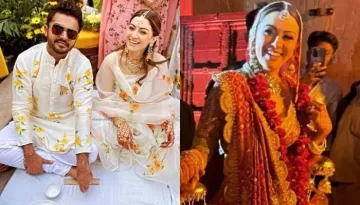 Bride Hansika Motwani's First Picture, Stuns In A Heavily-Embroidered Red Lehenga At Her Wedding