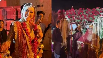 Hansika Motwani's Bridal Entry: The Bride Walks Towards The 'Mandap' Wearing A Long Sheer Veil