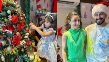 Soha Ali Khan's Daughter, Inaaya Decorates Christmas Tree, Shyly Poses With Santa Clause And Daddy