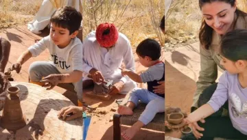 Kareena Kapoor's Sons, Taimur-Jehangir Learn Jaisalmer's Local Crafts, Inaaya Makes A Lovely 'Diya'
