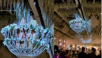 Bride Makes A Grand Bridal Entry From The Ceiling In Basket, User Says, 'Dikhawe Ki Bhi Limit Rakho'