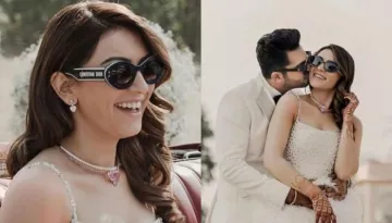Hansika Motwani Wore A Dreamy White Gown And Unique Choker For Her Vintage-Themed Derby Celebration