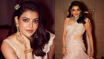 Kajal Aggarwal Wears A Peach Pink Chevron Lehenga Worth Rs. 2 Lakh On 'Chhoti Behen Ki Shaadi'