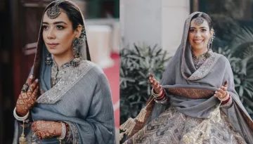 The Bride Opted For Oxidised Silver Jewellery And Matched It With Her Classy Grey Lehenga
