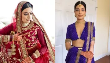 Sabyasachi Bride Chose A Maroon 'Anarkali' For Her Wedding, Stunned In A Blue Lehenga At 'Sangeet'
