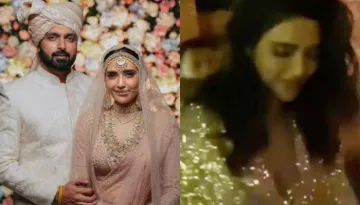 Karishma Tanna Dances Her Heart Out At Her Reception, Stuns In A Golden Shimmery Dress