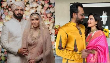 Karishma Tanna's First Look Post Wedding: Flaunts 'Sindoor' In A Pink Silk Saree For 'Griha Pravesh'