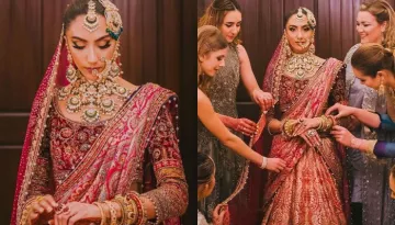 Bride Stunned In Tarun Tahiliani's Rose Pink 'Kashidakari' Lehenga With Intricate 'Jamavar' Motifs