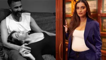 Sonam Kapoor Flaunts Her Baby Bump In A Blue Pant Suit, Hubby, Anand Ahuja's Reaction Is Unmissable