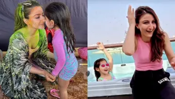 Inaaya Naumi Kemmu Enjoys In Jacuzzi With Mommy, Soha Ali Khan, Looks Adorable As She Takes A Dip