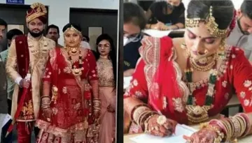 Gujarati Bride Wrote Her Exam Papers, Donning Her Regal Wedding Lehenga, Just Before Her D-Day
