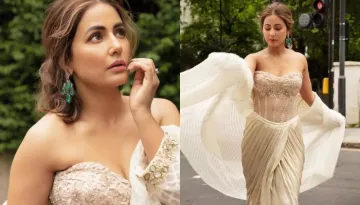 Hina Khan Flaunts A Tarun Tahiliani Ivory Corset Dress Worth Rs. 1 Lakh, Pairs It With Draped Skirt