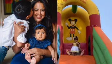 Sameera Reddy Shares Glimpses Of Son's 7th Birthday Party, It Had Bouncy Castle And Mine-Themed Cake