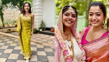 Rashmika Mandanna Dolls Up In A Pink Kanjeevaram Saree At Her BFF's Wedding, Pens A Note For Her