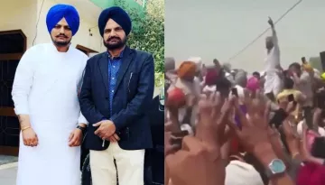 Sidhu Moose Wala's Father Makes His Son's Trademark Gesture During Singer's Last Rites [Viral Video]