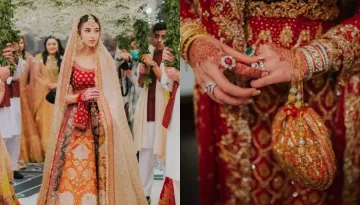 Sabyasachi Bride Donned A Multi-Coloured Panelled Lehenga With Yellow 'Chooda' For Her Wedding Day