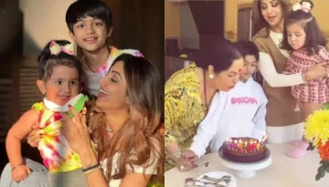 Shilpa Shetty Bakes A Cake On Mom, Sunanda's B'day, Her Kids, Viaan And Samisha Blow The Candles