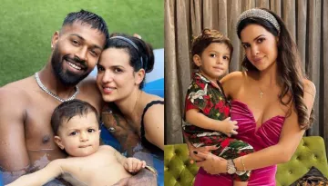 Hardik Pandya's Baby Boy, Agastya Waves At Paps Like A Star, Poses In Stylish Avatar With Mom Natasa