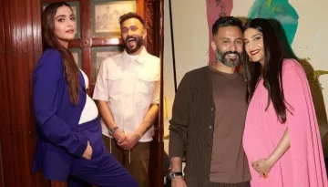 Sonam Kapoor Flaunts Full-Grown Baby Bump In Black Dress, Gets Spotted With Anand For A Get-Together