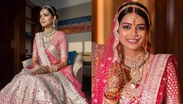 The Bride Wears A Rose Pink Coloured Lehenga From Falguni Shane Peacock, Stuns In 'Polki' Jewellery