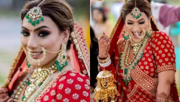 Sabyasachi Bride Stuns In A Red Lehenga, Pairs It With A Customised 'Vivah' Nath And Kaleera