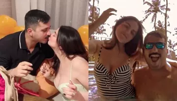 Shraddha Arya Enjoys Pool Time With Hubby, Rahul Nagal, Looks Sizzling In A Black And White Monokini