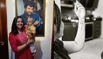 Meghana Raj Sarja Flaunts Her New Tattoo Dedicated To Hubby, Late Chiranjeevi And Son, Raayan