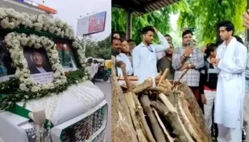 Raju Srivastava's Son Ayushman Performs His Final Rites, Looks Inconsolable As He Bid Final Goodbyes