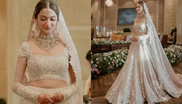 Bride Wore Ombre Lehenga From Tarun Tahiliani Encrusted With Pearls On Her Wedding Day