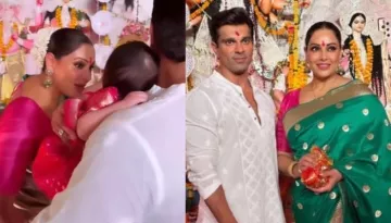 Bipasha Basu Stuns In Green Saree As She Visits Durga Puja Pandal With Devi, Fans Spot John Abraham