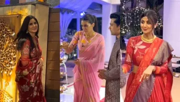 Kalyanraman's Navratri Bash: Katrina Kaif Stuns In A Red Saree, Shilpa Shetty And Kriti Look Regal