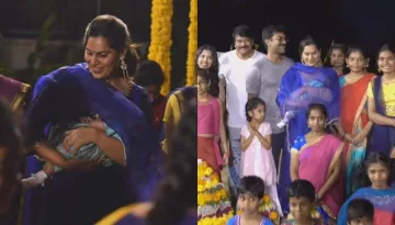 Upasana Kamineni Holds Daughter, Klin Kaara As She Dances On Bathukamma Festival, Ram Charan Joins