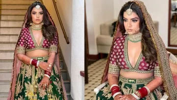 Sabyasachi Bride Stuns In A Royal Green Lehenga, Contrasts It With Embellished Magenta 'Choli'