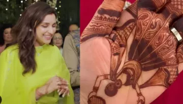 Parineeti Chopra Dons A Red Saree As She Flaunts Her Customised 'Mehendi' For First Karwa Chauth