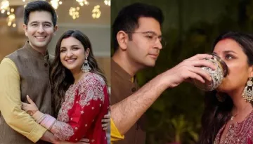 Parineeti Chopra Dons Red-Hued 'Sharara' For First Karwa Chauth, Hubby, Raghav Makes Her Drink Water