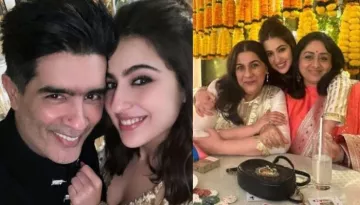 Inside Photos From Sara Ali Khan's Diwali Bash, She Stuns In A Golden Attire, Poses With Mom, Amrita