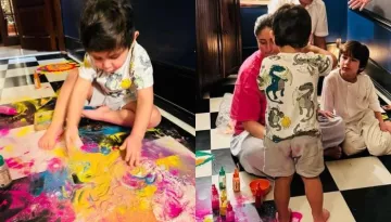 Kareena Kapoor's Jeh 'Baba' Makes Rangoli On Diwali, Saif Ali Khan Hilariously Reacts To The Mess