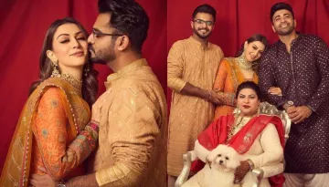 Hansika Motwani Celebrates First Diwali Post Marriage With Hubby, Sohael, Twins In Golden Attires