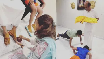 Rajinikanth Plays With Grandsons, Aishwaryaa Applies 'Mehendi' On His Feet While Celebrating Diwali