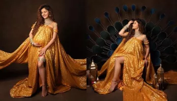 Rubina Dilaik Sheds Royalty As She Sits On A Peacock Throne, Flaunts Baby Bump In A 'Banarasi' Dress