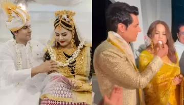 Randeep Hooda-Lin Laishram Cut A 3-Tier Cake At Their Reception, The Bride Stuns In A Yellow Saree