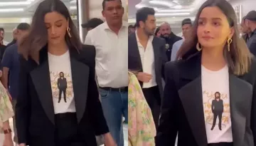 Alia Bhatt Comes In Support Of Ranbir, Flaunts 'His Caricature' On T-Shirt For Screening Of His Film